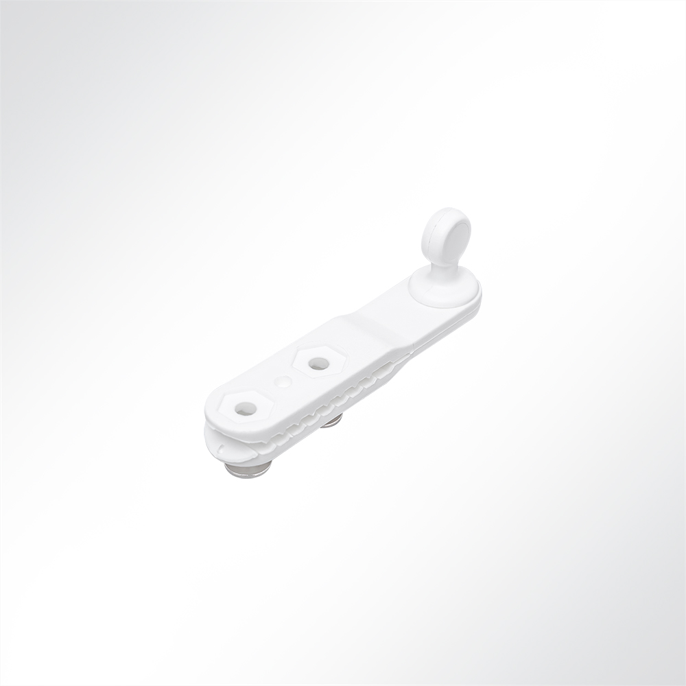 Artikelbild Hakengleiter gekröpft Nylon weiß 12mm mit Nieten