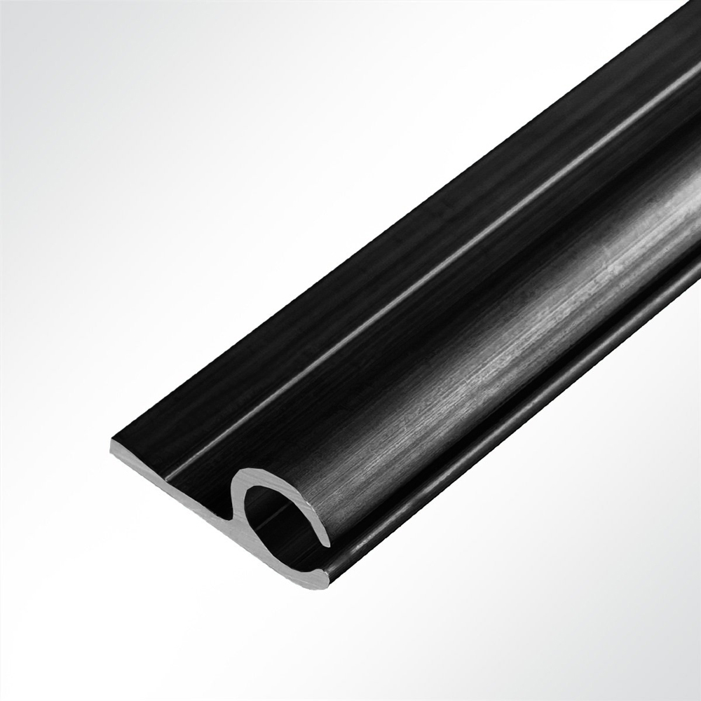 Artikelbild Kederschiene Kederleiste Aluminium 0° schwarz RAL 9005 für 5-9mm Keder Länge 1 Meter