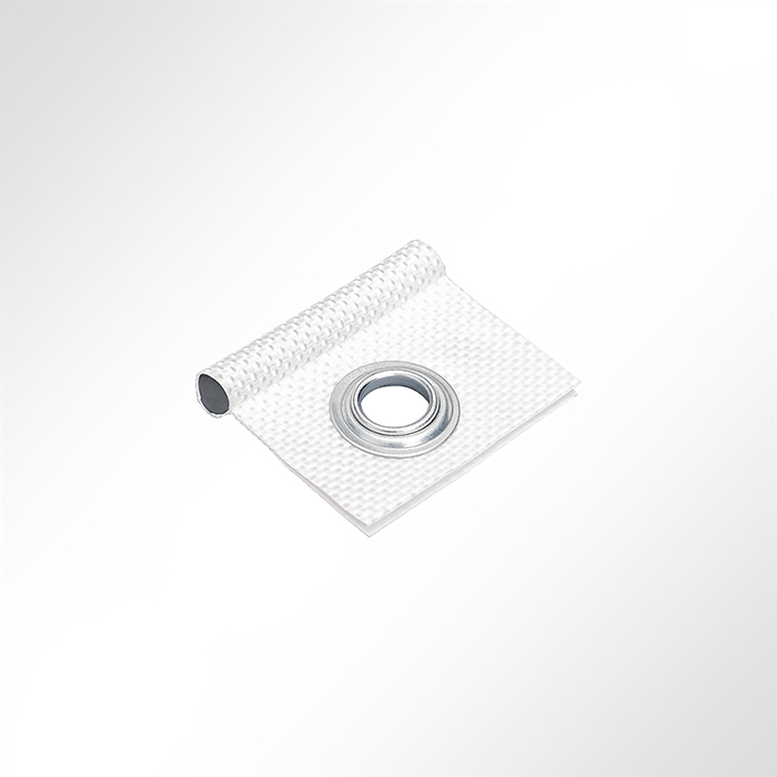 Öse 10mm mit Keder weiß 7,5 mm zur Befestigung an Kederschiene