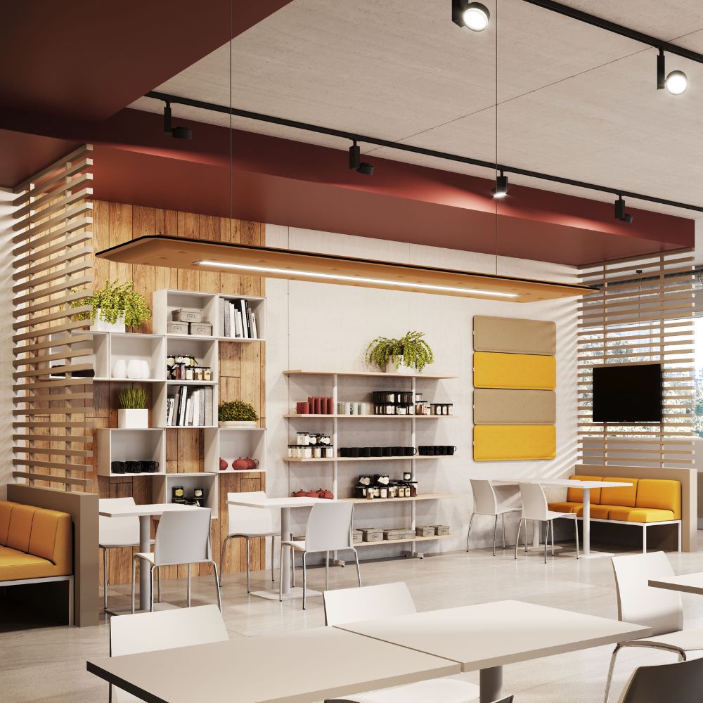 Artikelbild QP Flat Single Akustikpaneele 140x40cm 4000K LED 28 Watt Licht und Abhängeset Hellblau 0379 28 Watt