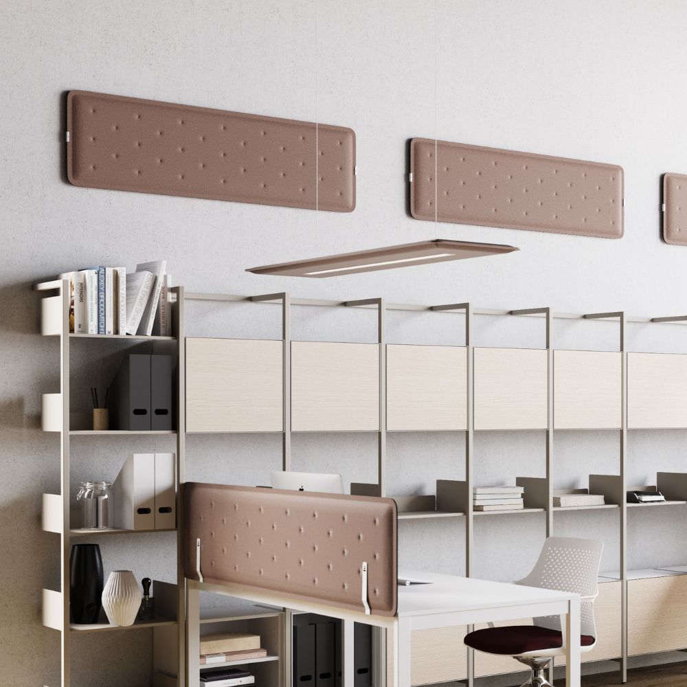 Artikelbild QP Flat Single Akustikpaneele 140x40cm 4000K LED 28 Watt Licht und Abhängeset Hellblau 0379 28 Watt