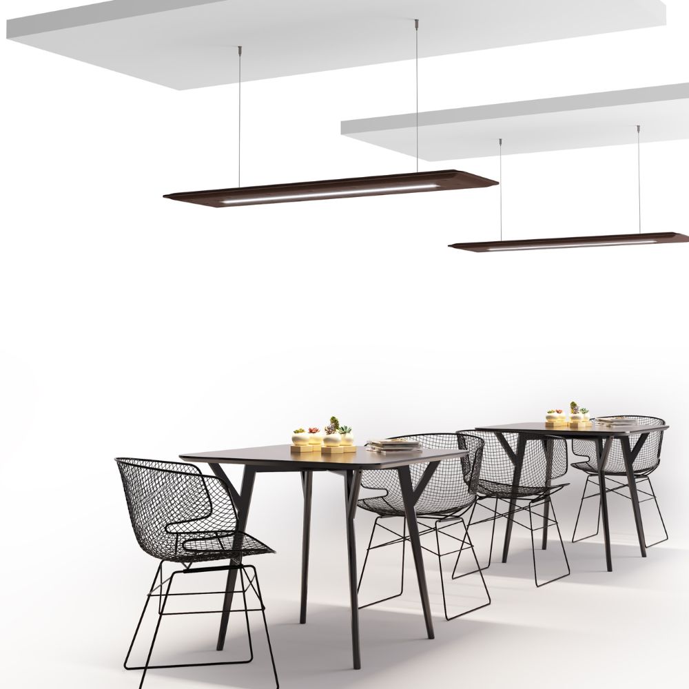 Artikelbild QP Flat Single Akustikpaneele 140x40cm 4000K LED 28 Watt Licht und Abhängeset Hellblau 0379 28 Watt