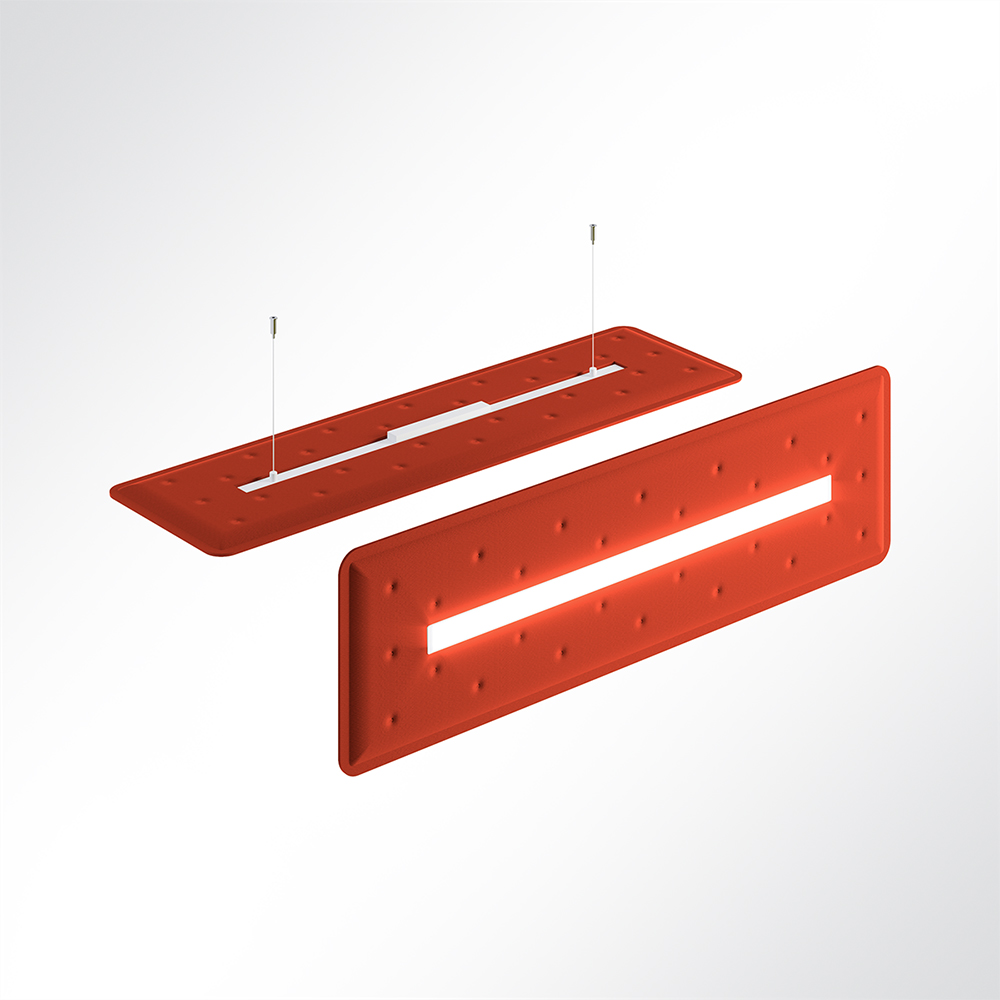 Artikelbild QP Flat Single Akustikpaneele 140x40cm 4000K LED 28 Watt Licht und Abhängeset Orange 0120 28 Watt
