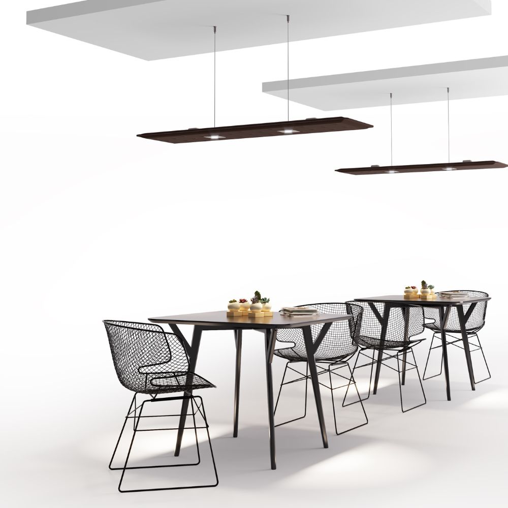 Artikelbild QP Flat Single Akustikpaneele 140x40cm 2 x 4000K 14 Watt LED Spot und Abhängeset Hellbraun 0534 14 Watt