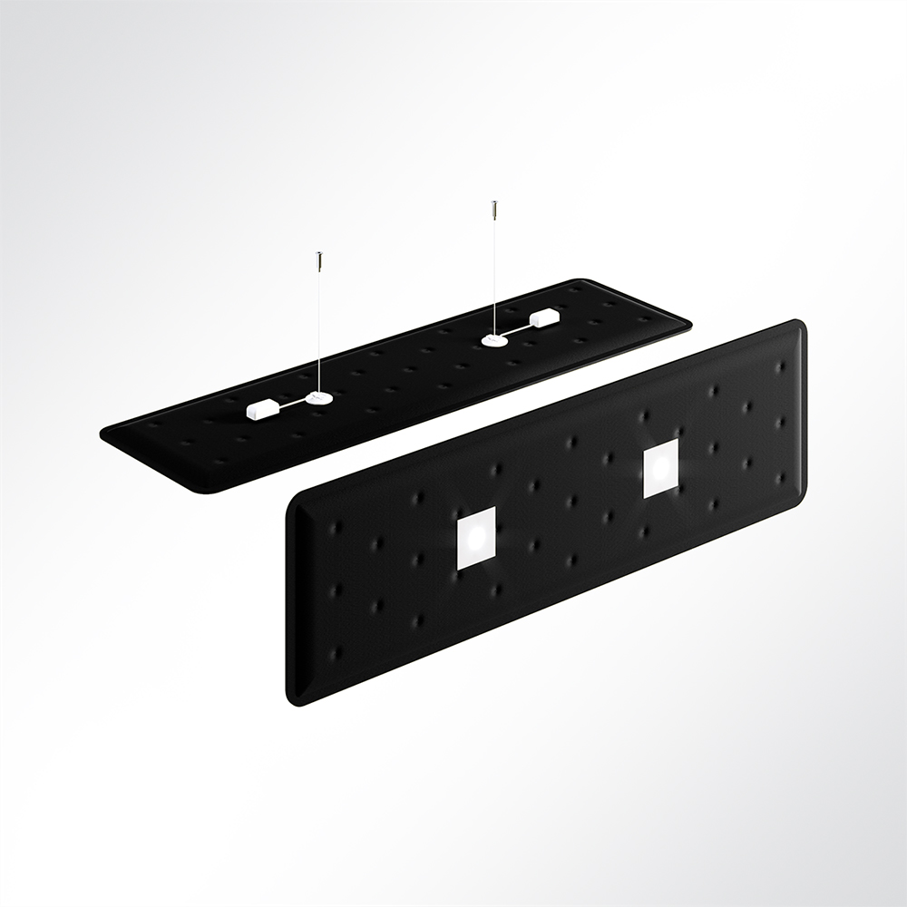 Artikelbild QP Flat Single Akustikpaneele 140x40cm 2 x 4000K 14 Watt LED Spot und Abhängeset Schwarz 0651 14 Watt