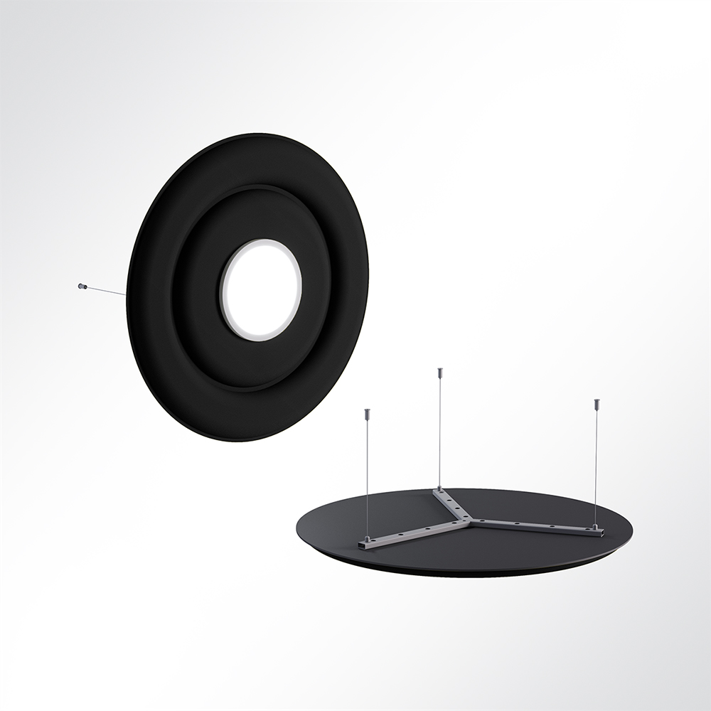 Artikelbild QP Circle Akustikpaneele Ø90cm 4000K 28 Watt LED Spot und Abhängeset Schwarz 0651 28 Watt