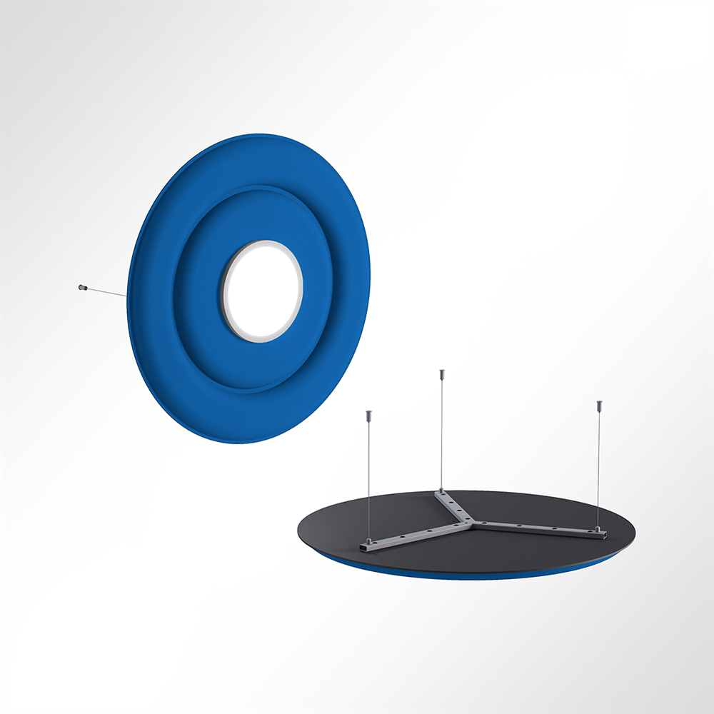 Artikelbild QP Circle Akustikpaneele Ø90cm 4000K 28 Watt LED Spot und Abhängeset Blau 0331 28 Watt