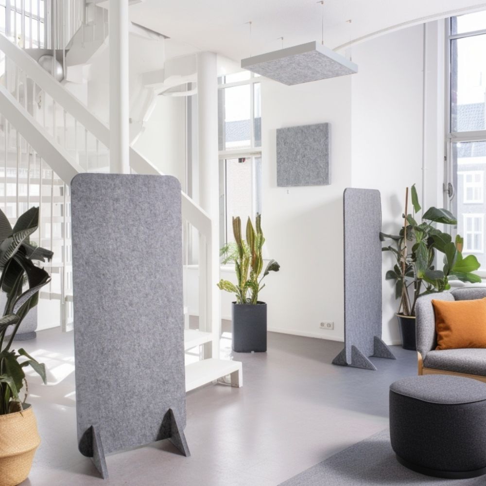 Artikelbild QP Akustik Trennwand Büro freistehend bluefiber tec based B1 silbergrau 600x1500mm