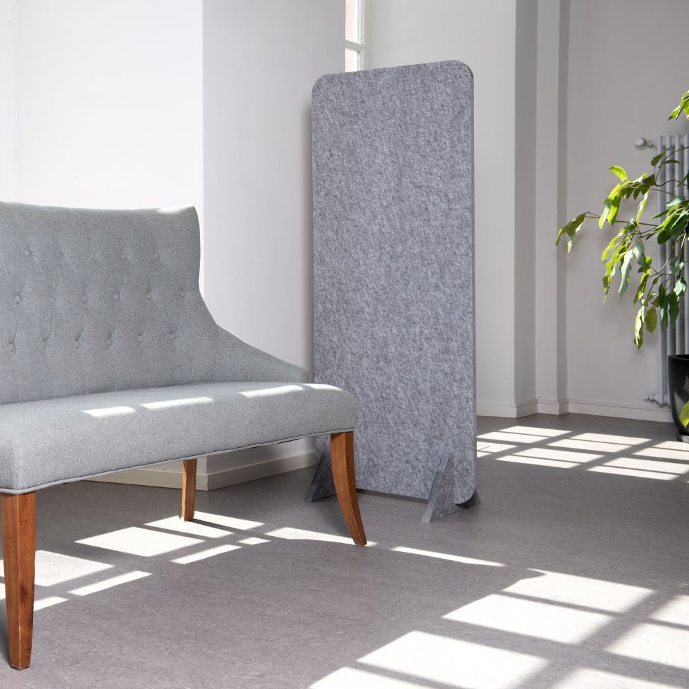 Artikelbild QP Akustik Trennwand Büro freistehend bluefiber tec based B1 silbergrau 600x1500mm