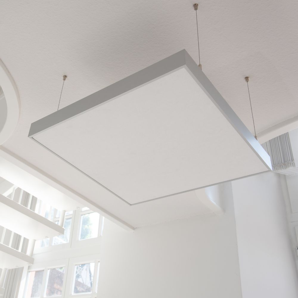 Artikelbild QP Akustikpaneele Schallabsorber Deckensegel mit Alu-Rahmen bluefiber tec based B1 2500g/m² weiß 620x625x50mm