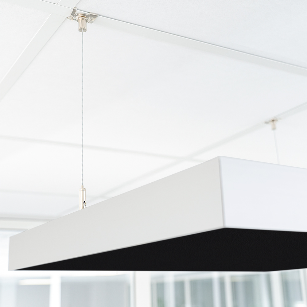 Artikelbild QP Akustikpaneele Schallabsorber Deckensegel mit Alu-Rahmen bluefiber tec based B1 2500g/m² schwarz 620x625x50mm