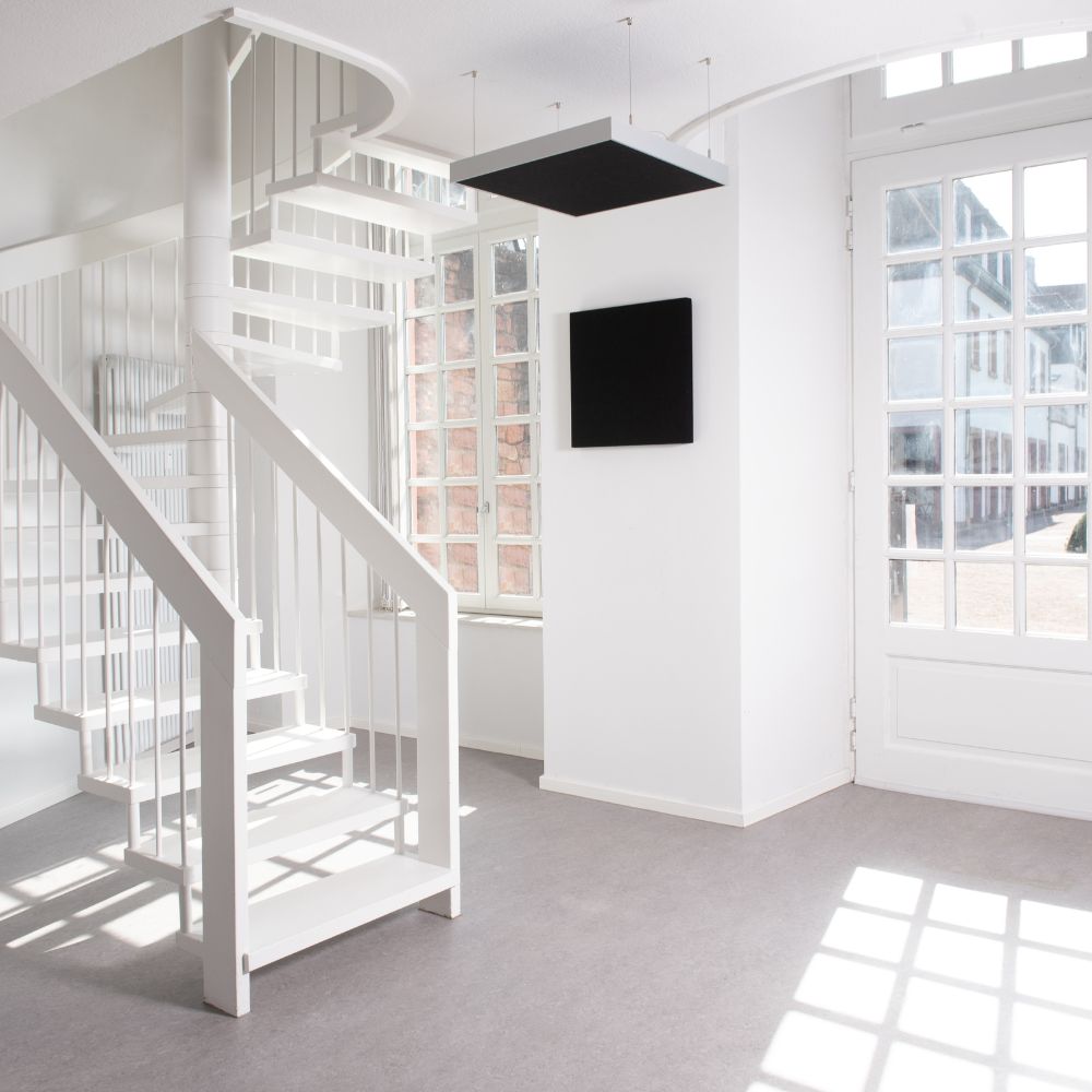 Artikelbild QP Akustikpaneele Schallabsorber Deckensegel mit Alu-Rahmen bluefiber tec based B1 2500g/m² schwarz 620x625x50mm