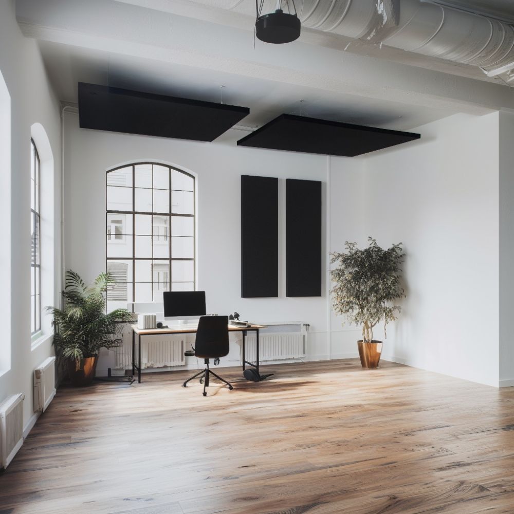 Artikelbild QP Akustikpaneele Schallabsorber Deckensegel bluefiber tec based B1 2500g/m² schwarz 620x625x50mm