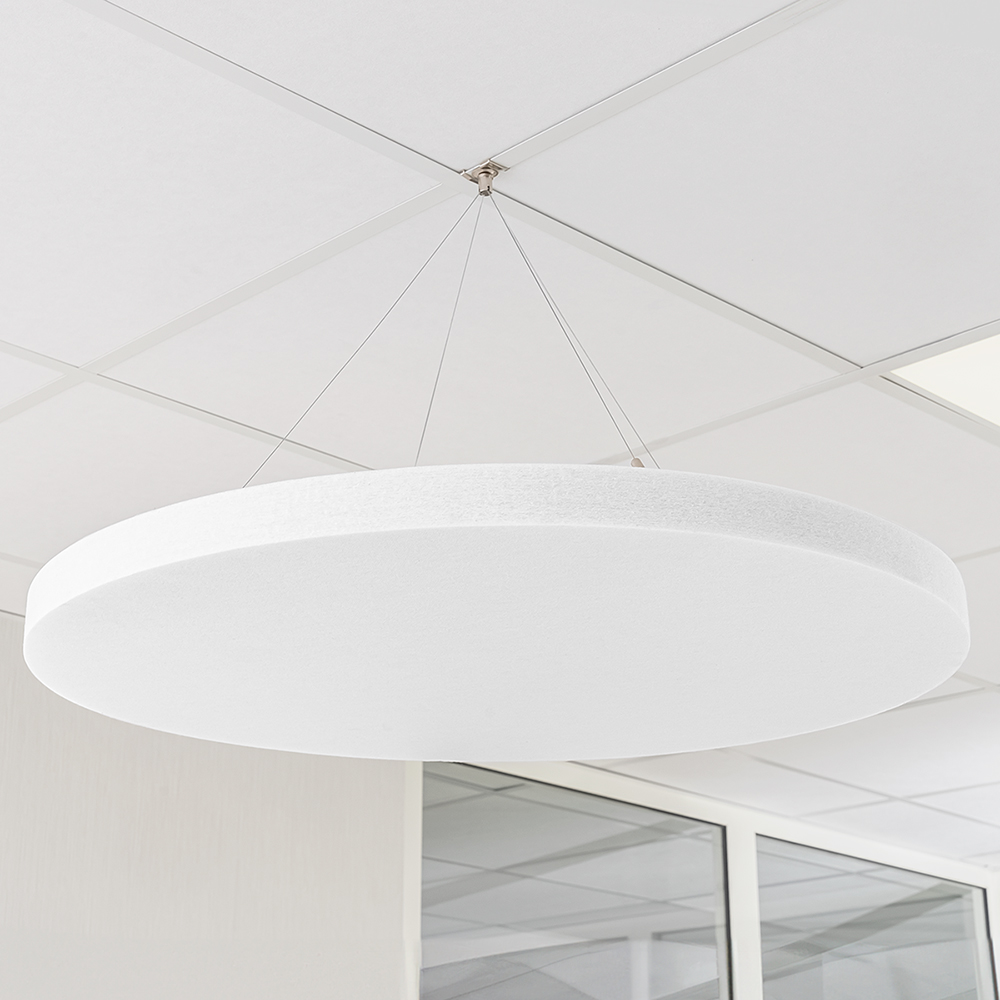 Artikelbild QP Schallabsorber-Kreis rund aus 100% recyclebarem PET in weiß D: 600mm inkl. Abhängeset