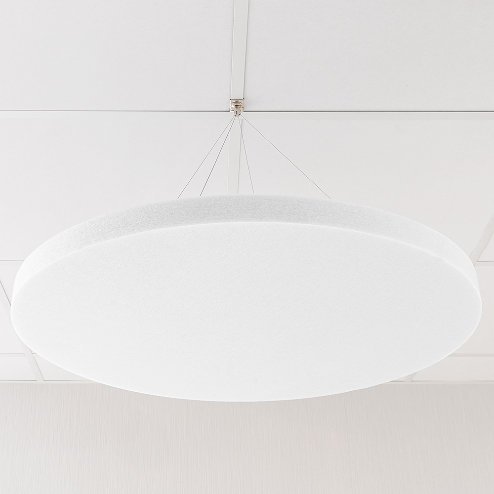 Artikelbild QP Schallabsorber-Kreis rund aus 100% recyclebarem PET in weiß D: 600mm inkl. Abhängeset