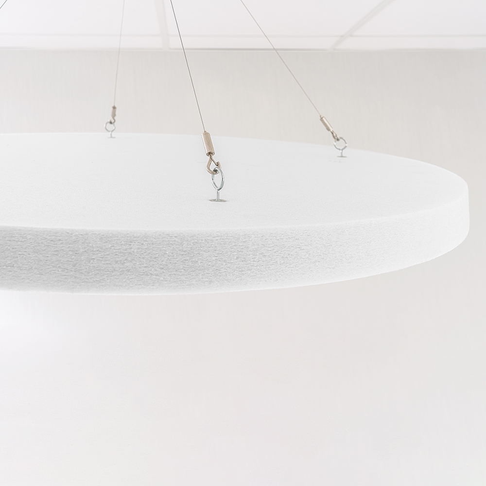 Artikelbild QP Schallabsorber-Kreis rund aus 100% recyclebarem PET in weiß D: 600mm inkl. Abhängeset