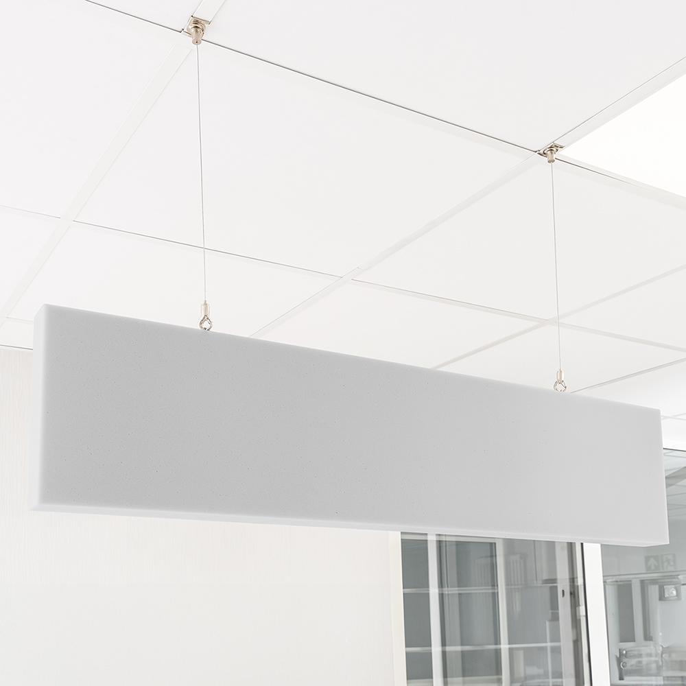 Artikelbild QP Basotect® Schallabsorber 1000x250x50cm Baffel grau mit Abhängeset Schallschutz Schalldämmung