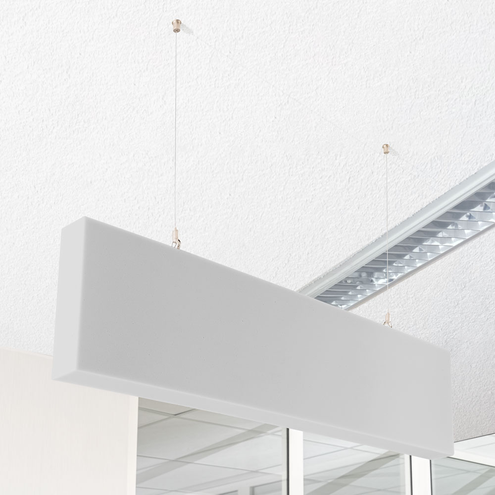 Artikelbild QP Basotect® Schallabsorber 1000x250x50cm Baffel grau mit Abhängeset Schallschutz Schalldämmung