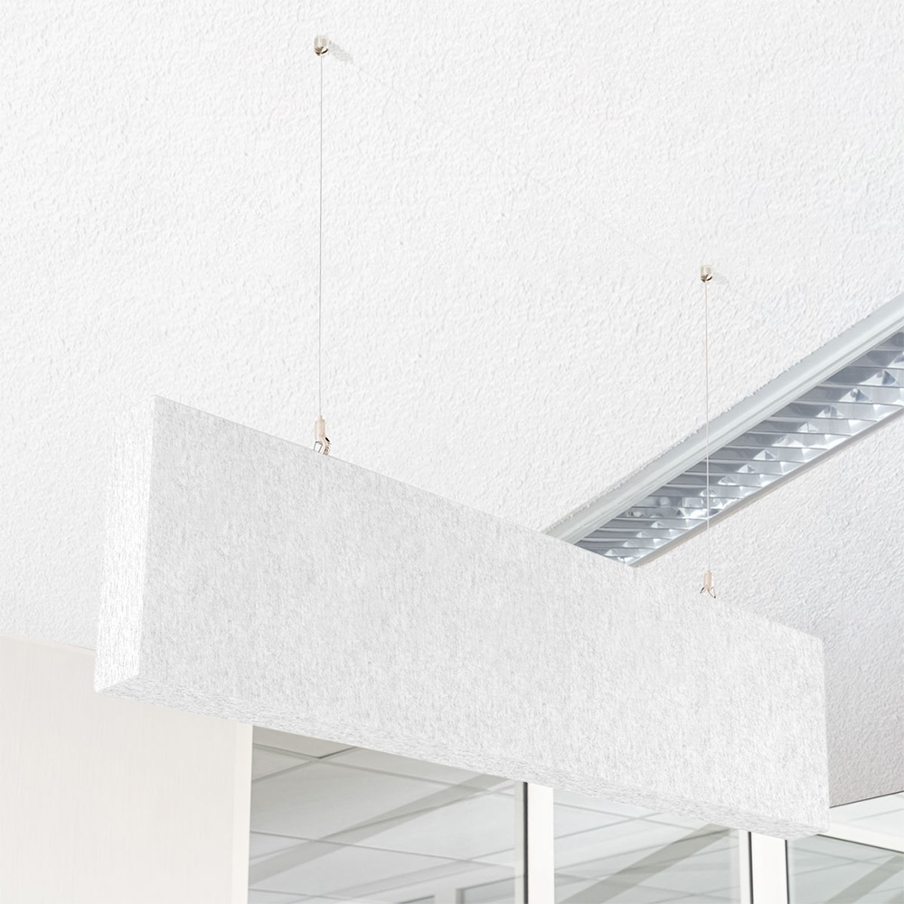 Artikelbild QP Akustik Baffeln PET Vlies 2500g/m² inkl. Abhängeset hellgrau 250x620x50mm Hellgrau