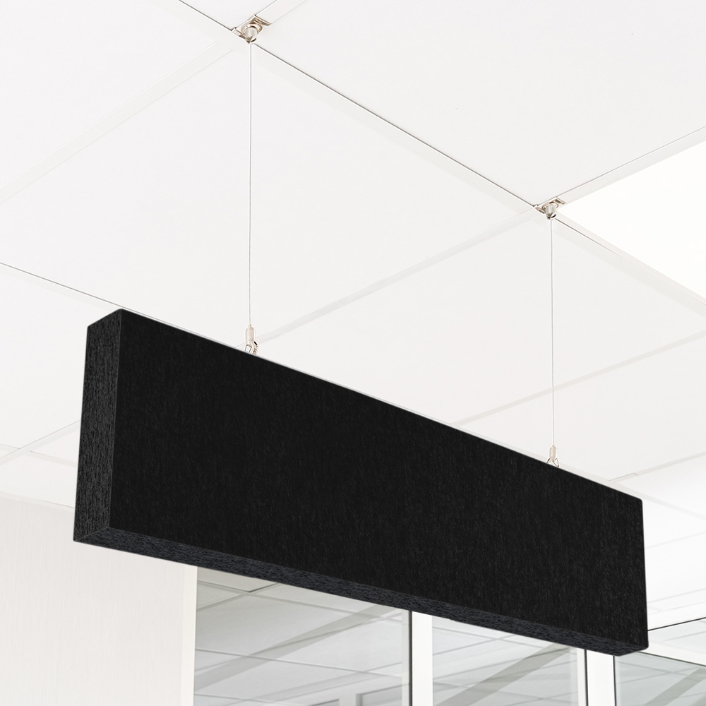 Artikelbild QP Akustik Baffeln PET Vlies 2500g/m² inkl. Abhängeset schwarz 250x620x50mm schwarz