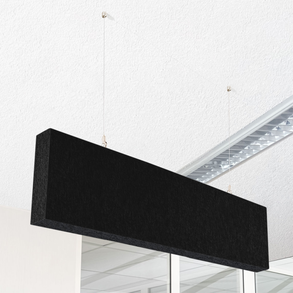Artikelbild QP Akustik Baffeln PET Vlies 2500g/m² inkl. Abhängeset schwarz 250x620x50mm schwarz