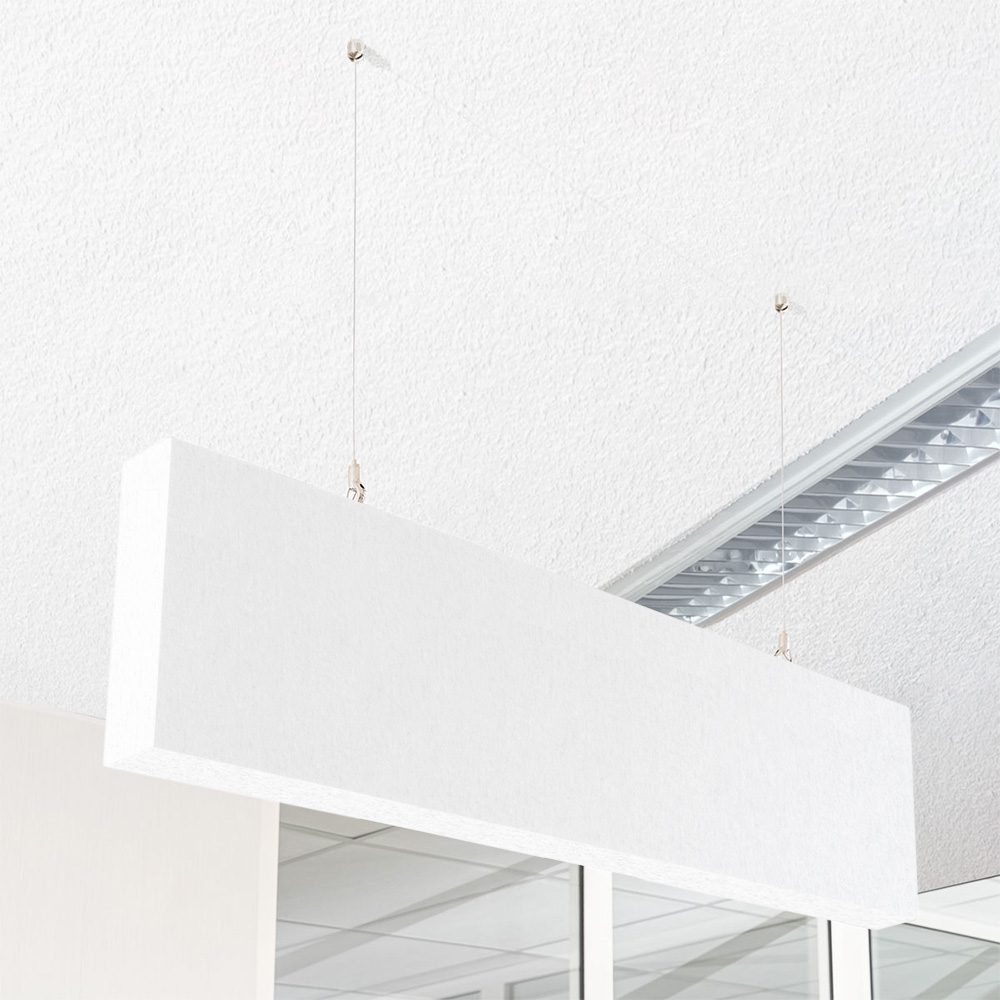 Artikelbild QP Akustik Baffeln PET Vlies 1250g/m² inkl. Abhängeset weiß 250x620x25mm weiß