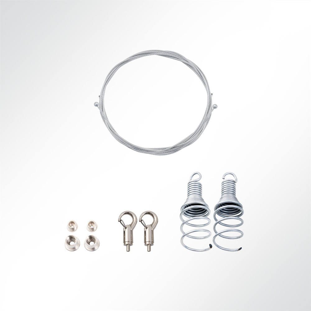 Artikelbild Abhängeset 2-fach für Akustikelemente mit Drahtspirale Drahtseil Ø1,5mm 1,5m