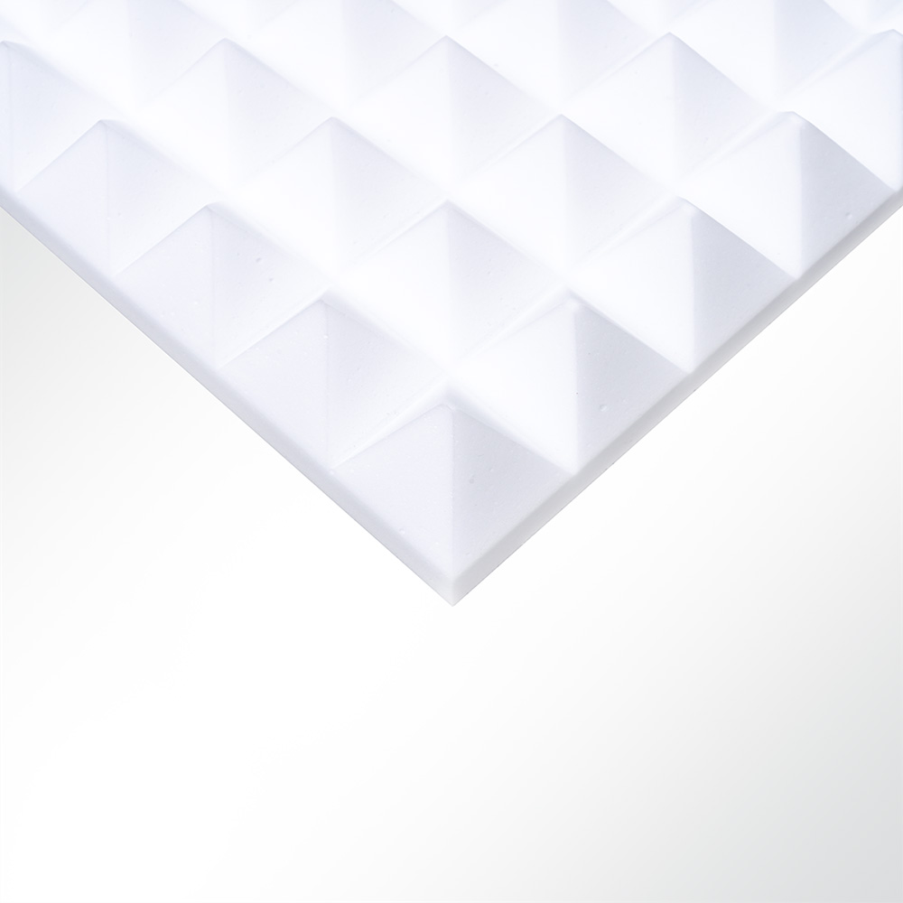 Artikelbild Basotect® Pyramidenschaum Noppenschaum weiß 1000x500x30mm Schallabsorber Schallschutz Schalldämmung für Wand und Decke