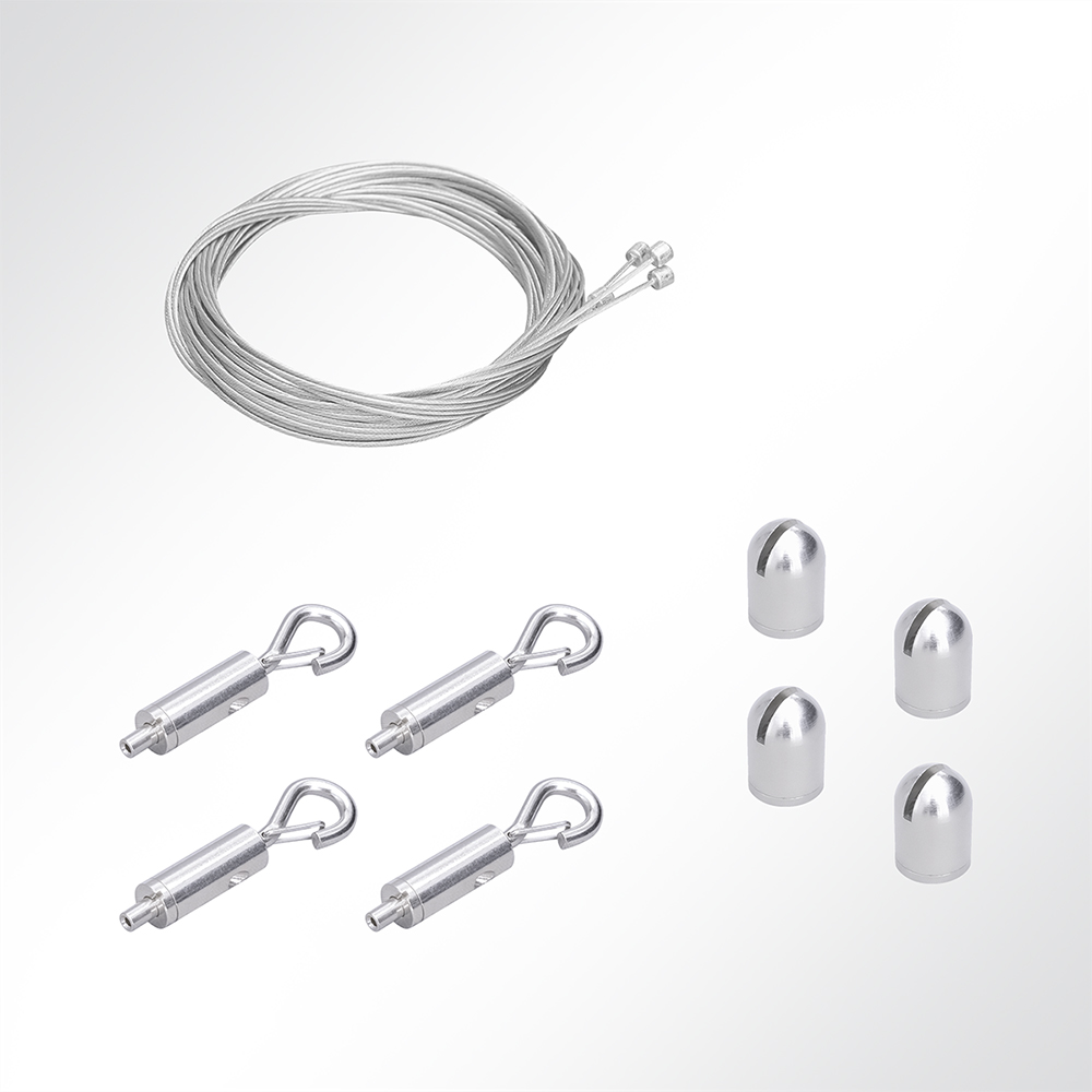 Artikelbild QP Vierfaches Abhängeset mit Gripper-Karabinerhaken, Seil, Deckenbefestigung