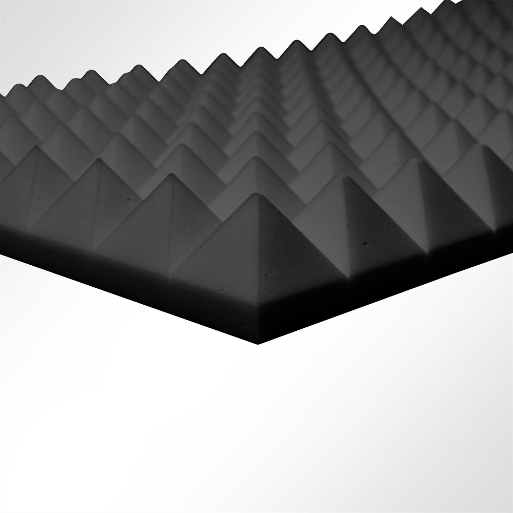 Artikelbild Basotect® Pyramidenschaum Noppenschaum schwarz Dark EcoBalanced 1000x500x50mm Schallabsorber Schallschutz Schalldämmung für Wand und Decke