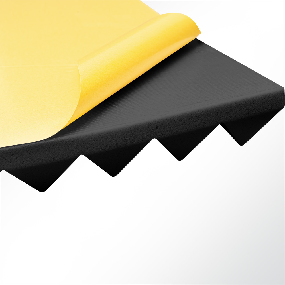 Artikelbild Basotect® Pyramidenschaum Noppenschaum schwarz Dark EcoBalanced selbstklebend 1000x500x50mm Schallabsorber Schallschutz Schalldämmung