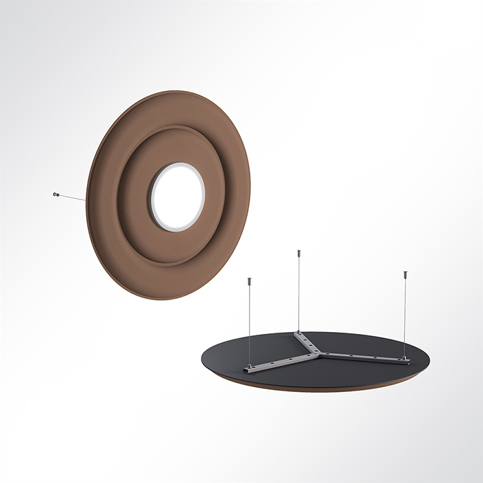 QP Circle Akustikpaneele Ø90cm 4000K 28 Watt LED Spot und Abhängeset Hellbraun 0534 28 Watt