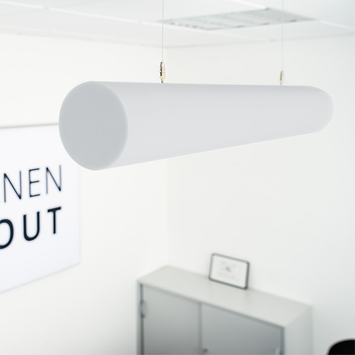 Zylinder aus Basotect® Schaumstoff hellgrau mit Abhängeset