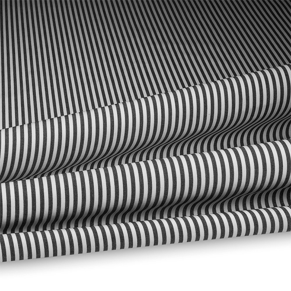 Artikelbild Outdoor Polsterstoff Streifen 5mm für Gartenmöbel, Kissen Breite 160cm 240g/m² Weiss/Schwarz