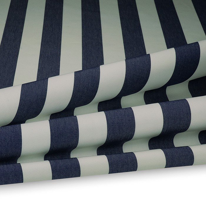 Outdoor Polsterstoff Streifen 5cm für Gartenmöbel, Kissen Breite 160cm 240g/m² Weiss/Blau