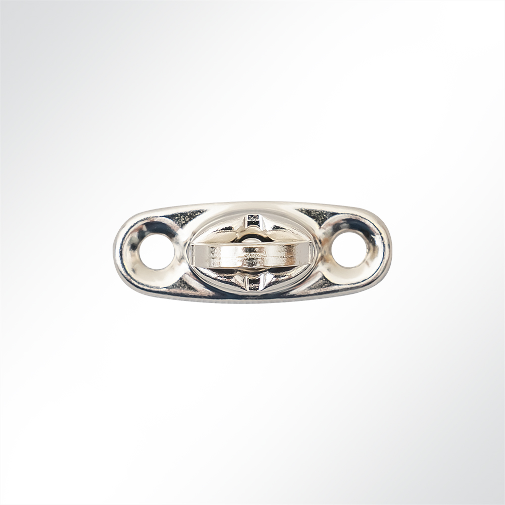 Artikelbild Drehverschluss Messing vernickelt mit Gegenplatte und Ovalöse 32x13x7,5mm