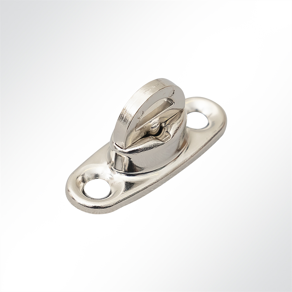 Artikelbild Drehverschluss Messing vernickelt mit Gegenplatte und Ovalöse 32x13x7,5mm