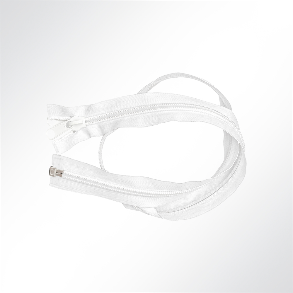 Artikelbild Spiralreißverschluss teilbar zum Nähen Spiralbreite 10mm mit Doppelschieber weiß L: 100cm