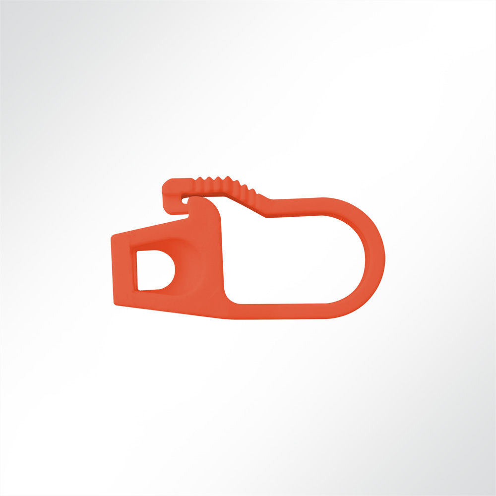 Artikelbild Haken aus Nylon Kunststoff  mit Sicherung für 6mm Seil Rot