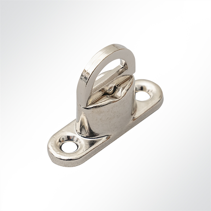 Set - Drehverschluss Messing vernickelt mit Gegenplatte und Ovalöse 40x12mm