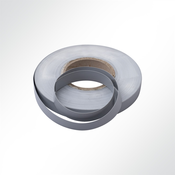 Einfassband Polyester beidseitig PVC beschichtet B1 Breite 20mm Hellgrau